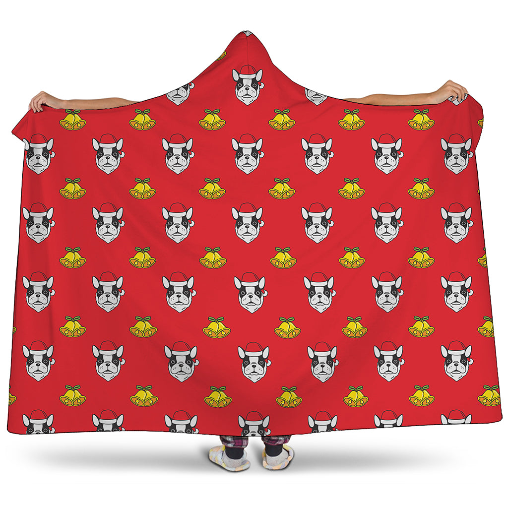 Christmas French Bulldog Santa Print Hooded Blanket