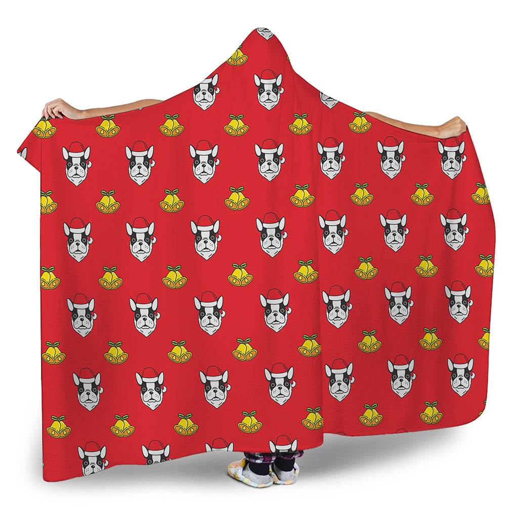 Christmas French Bulldog Santa Print Hooded Blanket