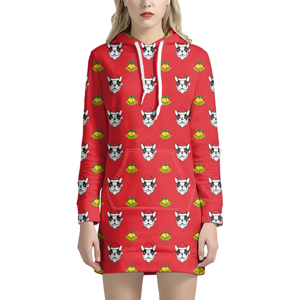 Christmas French Bulldog Santa Print Hoodie Dress