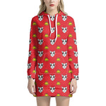 Christmas French Bulldog Santa Print Hoodie Dress