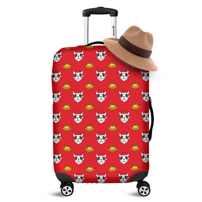 Christmas French Bulldog Santa Print Luggage Cover