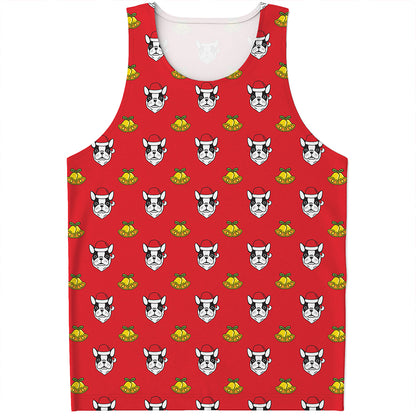 Christmas French Bulldog Santa Print Men's Tank Top