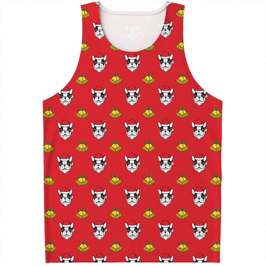 Christmas French Bulldog Santa Print Men's Tank Top