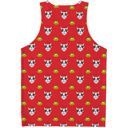 Christmas French Bulldog Santa Print Men's Tank Top