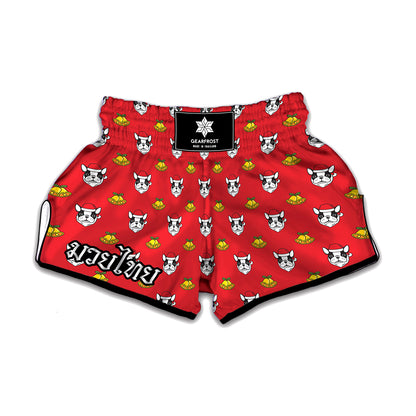 Christmas French Bulldog Santa Print Muay Thai Boxing Shorts