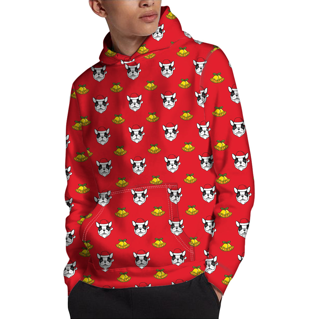 Christmas French Bulldog Santa Print Pullover Hoodie