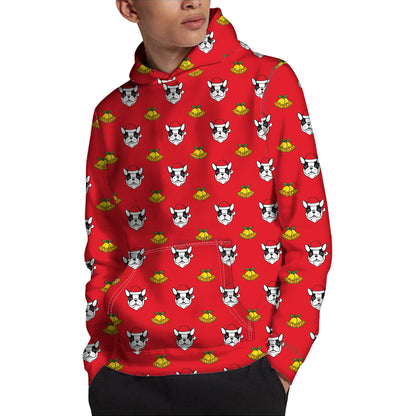 Christmas French Bulldog Santa Print Pullover Hoodie