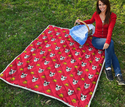 Christmas French Bulldog Santa Print Quilt