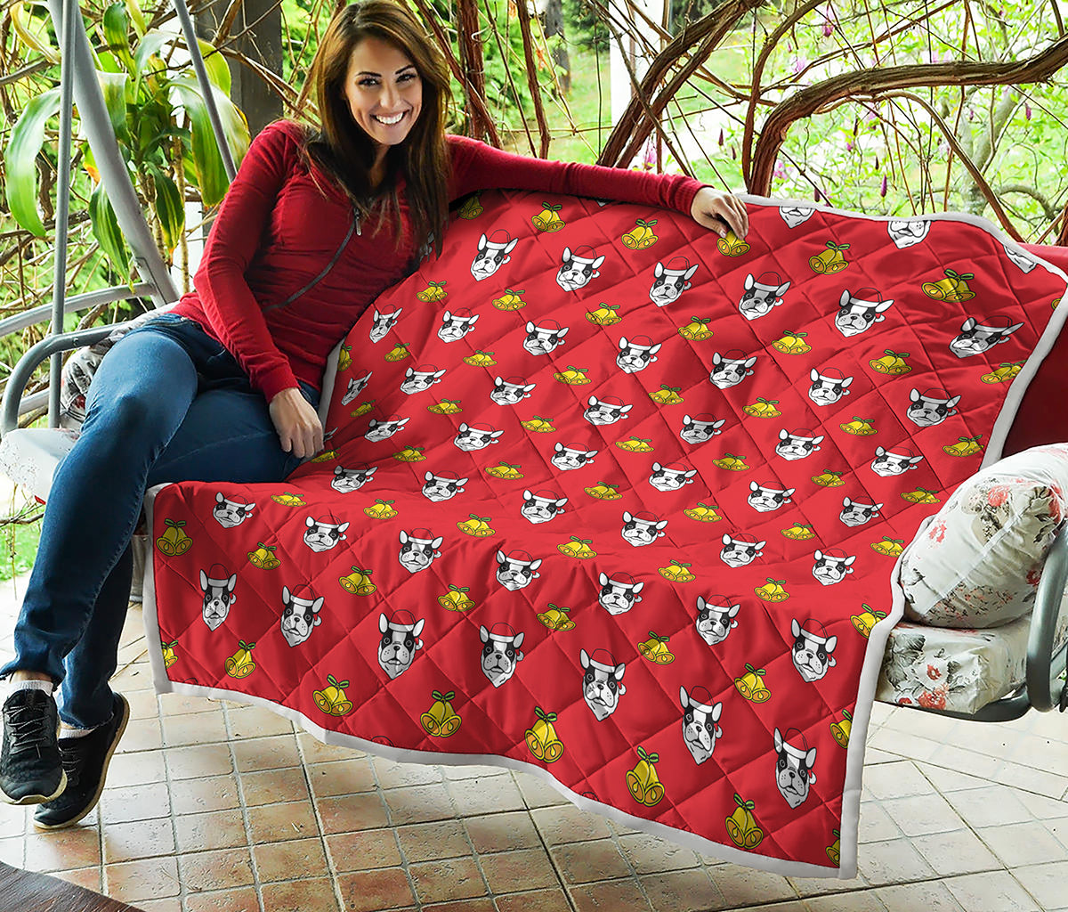 Christmas French Bulldog Santa Print Quilt