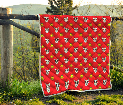 Christmas French Bulldog Santa Print Quilt