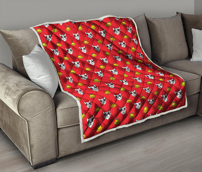 Christmas French Bulldog Santa Print Quilt