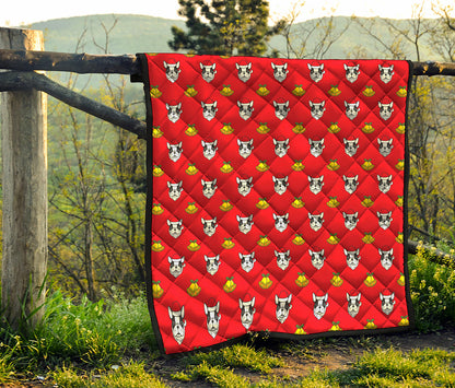 Christmas French Bulldog Santa Print Quilt