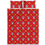 Christmas French Bulldog Santa Print Quilt Bed Set