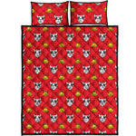 Christmas French Bulldog Santa Print Quilt Bed Set