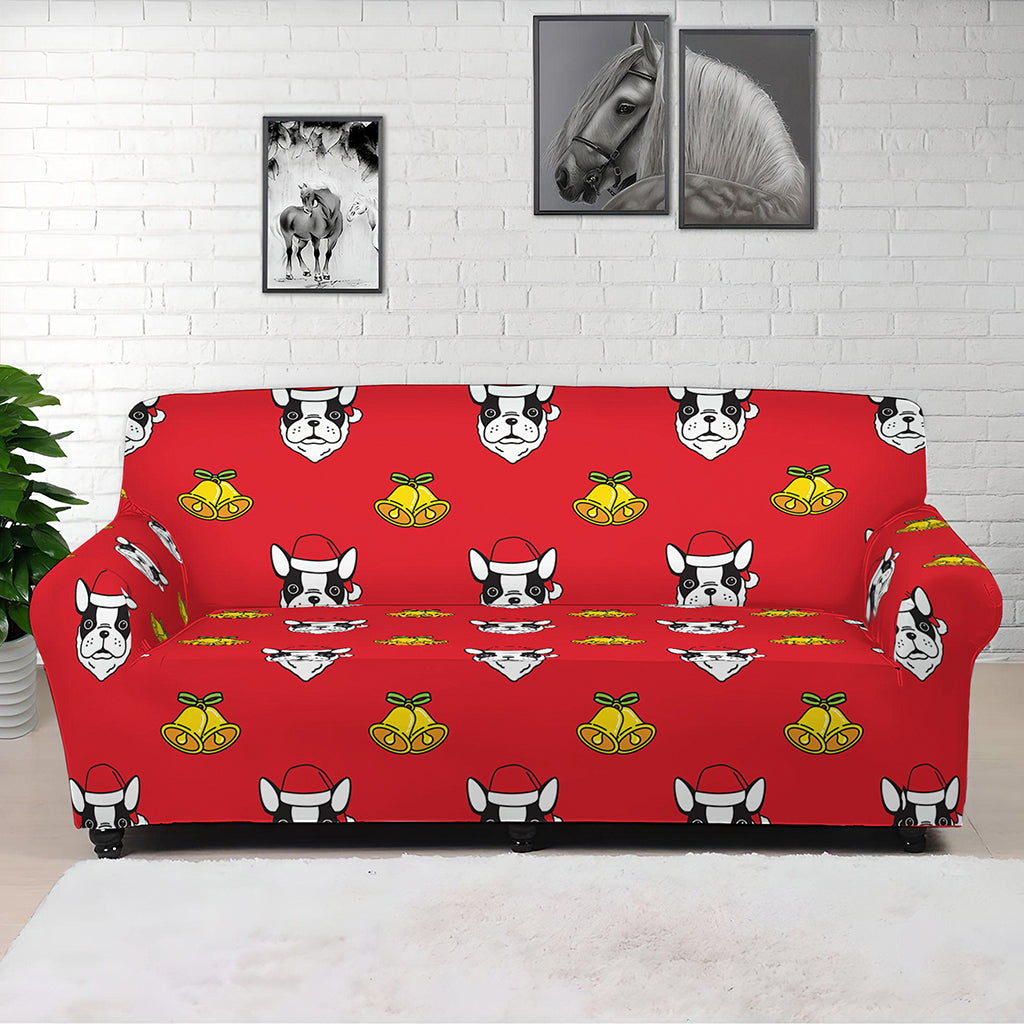Christmas French Bulldog Santa Print Sofa Cover