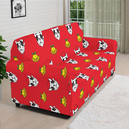Christmas French Bulldog Santa Print Sofa Cover