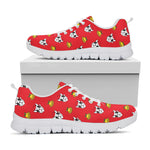 Christmas French Bulldog Santa Print White Sneakers