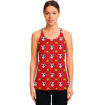 Christmas French Bulldog Santa Print Women's Racerback Tank Top
