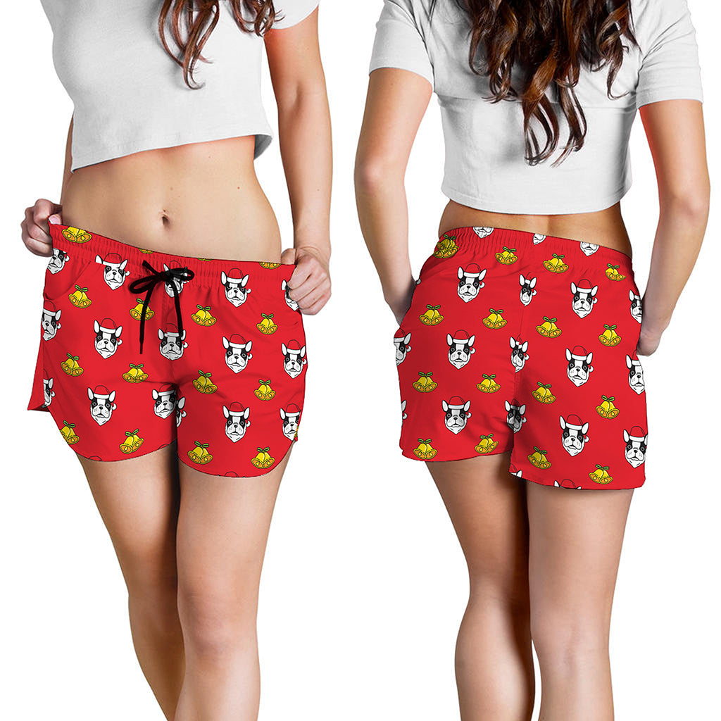 Christmas French Bulldog Santa Print Women's Shorts