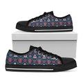 Christmas Gift Knitted Pattern Print Black Low Top Sneakers