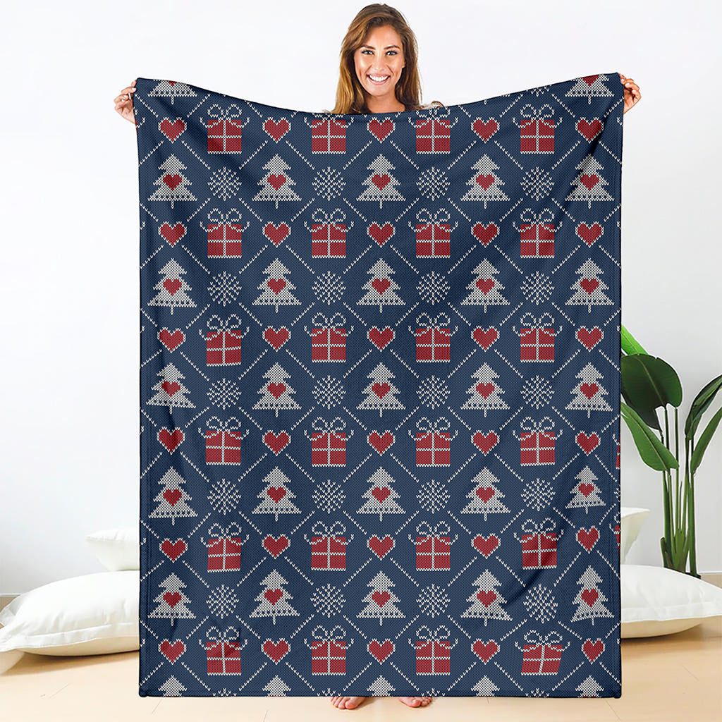 Christmas Gift Knitted Pattern Print Blanket