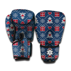 Christmas Gift Knitted Pattern Print Boxing Gloves