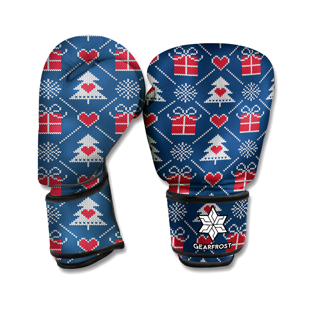 Christmas Gift Knitted Pattern Print Boxing Gloves