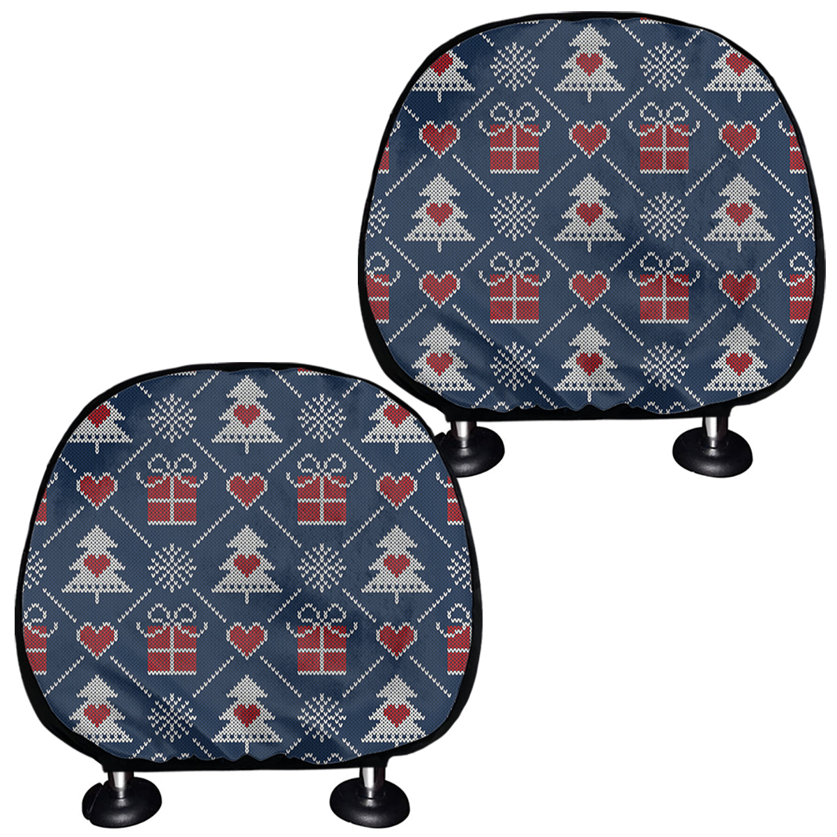 Christmas Gift Knitted Pattern Print Car Headrest Covers