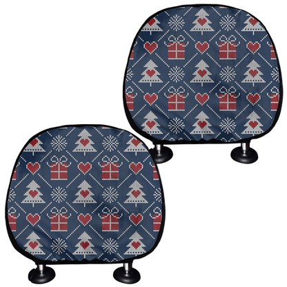 Christmas Gift Knitted Pattern Print Car Headrest Covers
