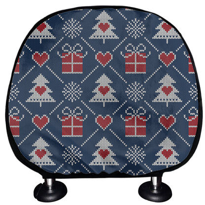 Christmas Gift Knitted Pattern Print Car Headrest Covers