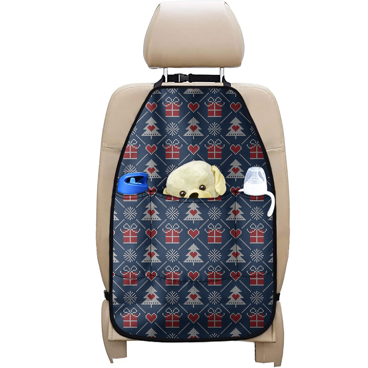 Christmas Gift Knitted Pattern Print Car Seat Organizers