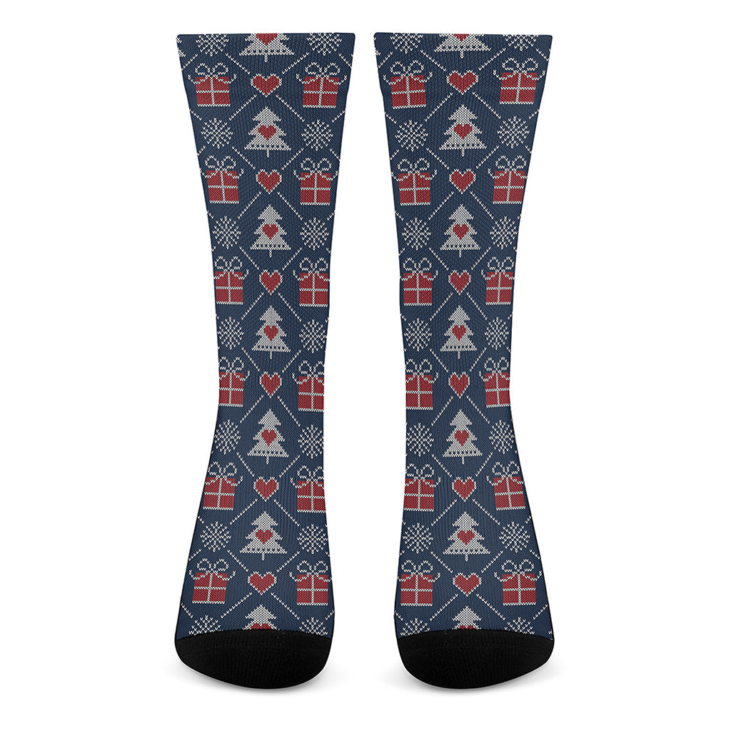 Christmas Gift Knitted Pattern Print Crew Socks