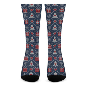 Christmas Gift Knitted Pattern Print Crew Socks