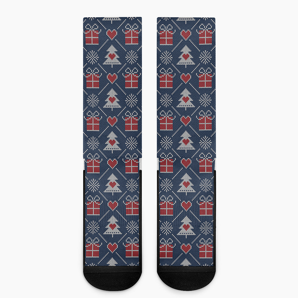 Christmas Gift Knitted Pattern Print Crew Socks