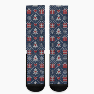 Christmas Gift Knitted Pattern Print Crew Socks