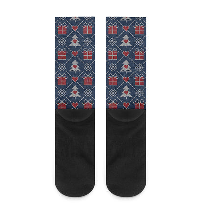 Christmas Gift Knitted Pattern Print Crew Socks
