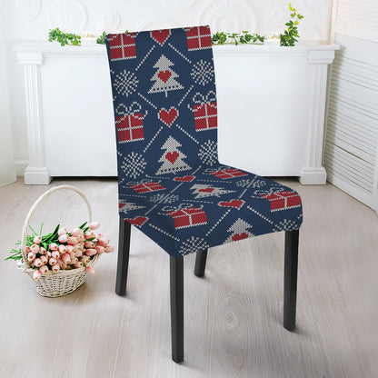 Christmas Gift Knitted Pattern Print Dining Chair Slipcover