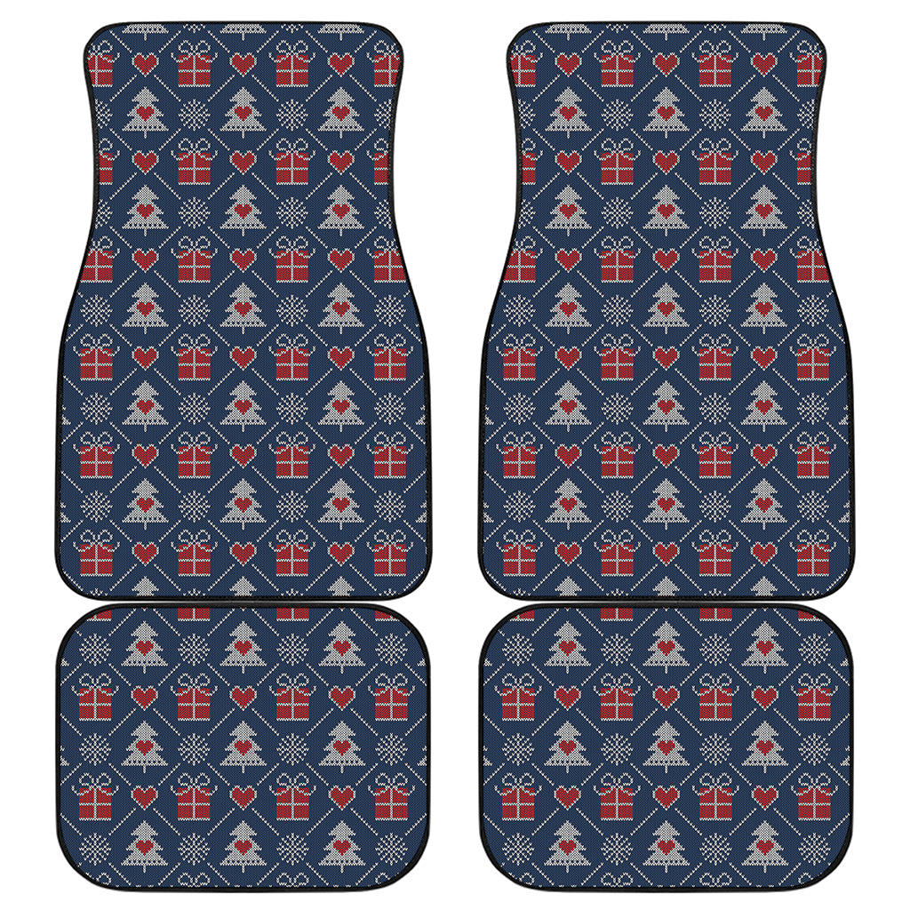 Christmas Gift Knitted Pattern Print Front and Back Car Floor Mats
