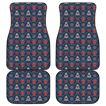 Christmas Gift Knitted Pattern Print Front and Back Car Floor Mats