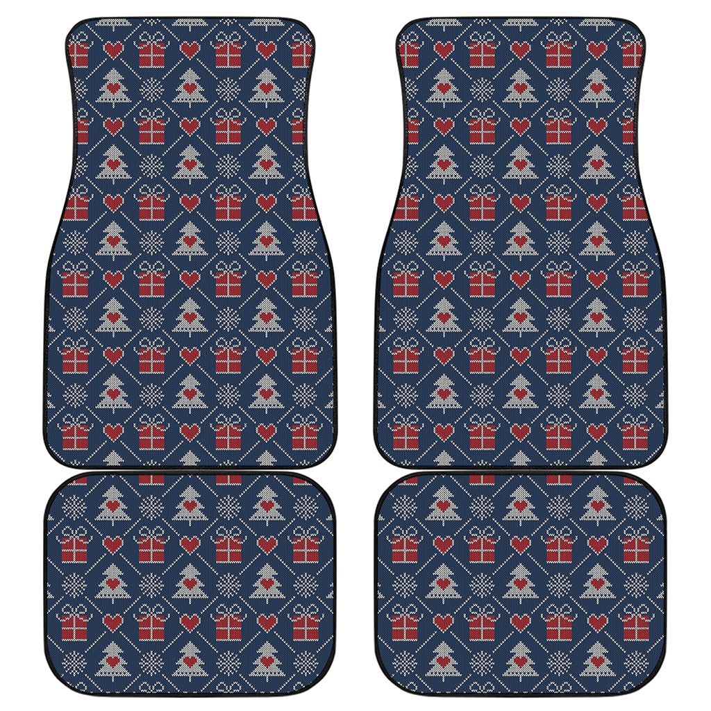 Christmas Gift Knitted Pattern Print Front and Back Car Floor Mats