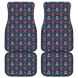 Christmas Gift Knitted Pattern Print Front and Back Car Floor Mats