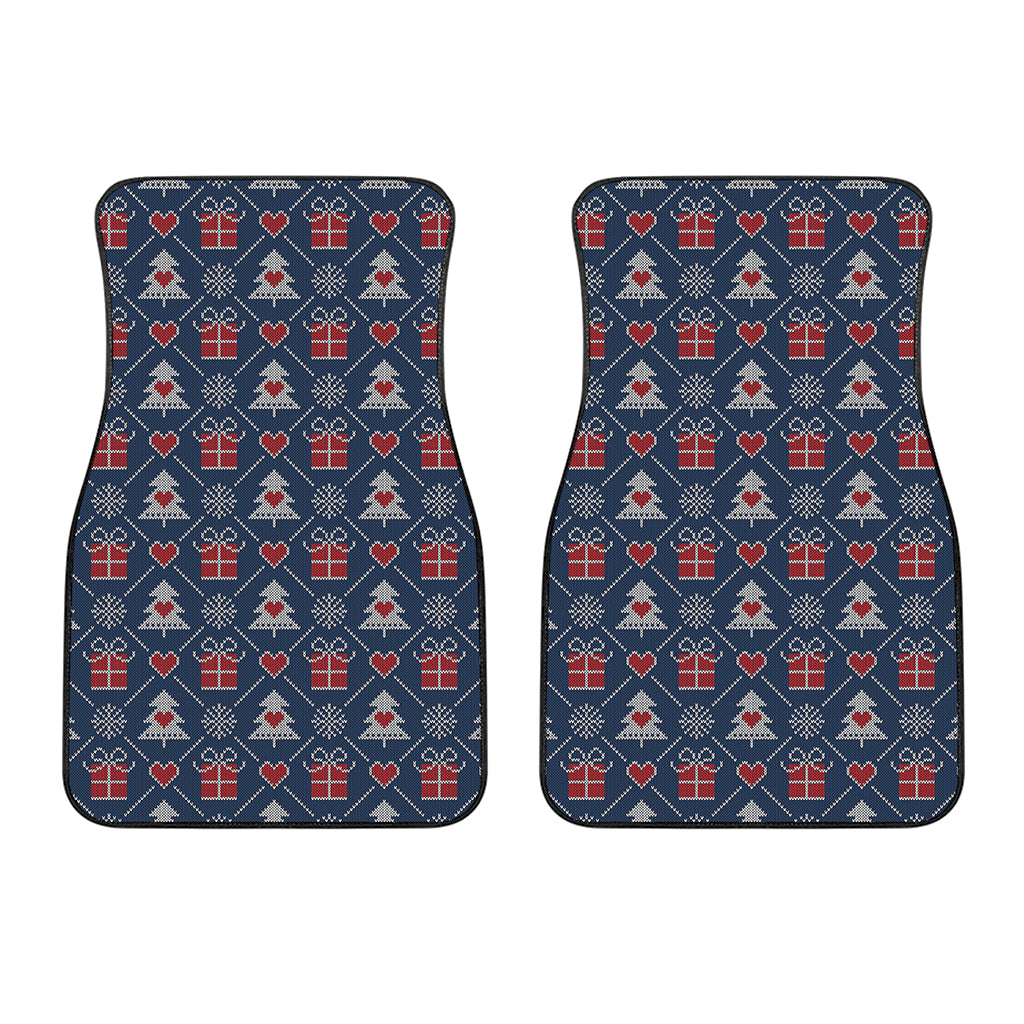 Christmas Gift Knitted Pattern Print Front Car Floor Mats