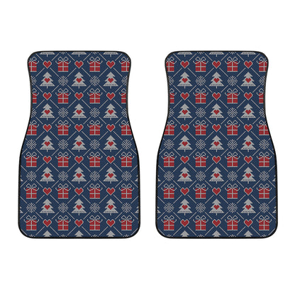 Christmas Gift Knitted Pattern Print Front Car Floor Mats