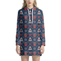 Christmas Gift Knitted Pattern Print Pullover Hoodie Dress