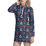Christmas Gift Knitted Pattern Print Hoodie Dress