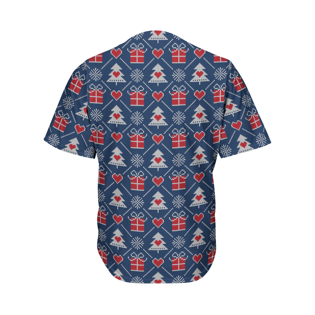 Christmas Gift Knitted Pattern Print Men's Baseball Jersey