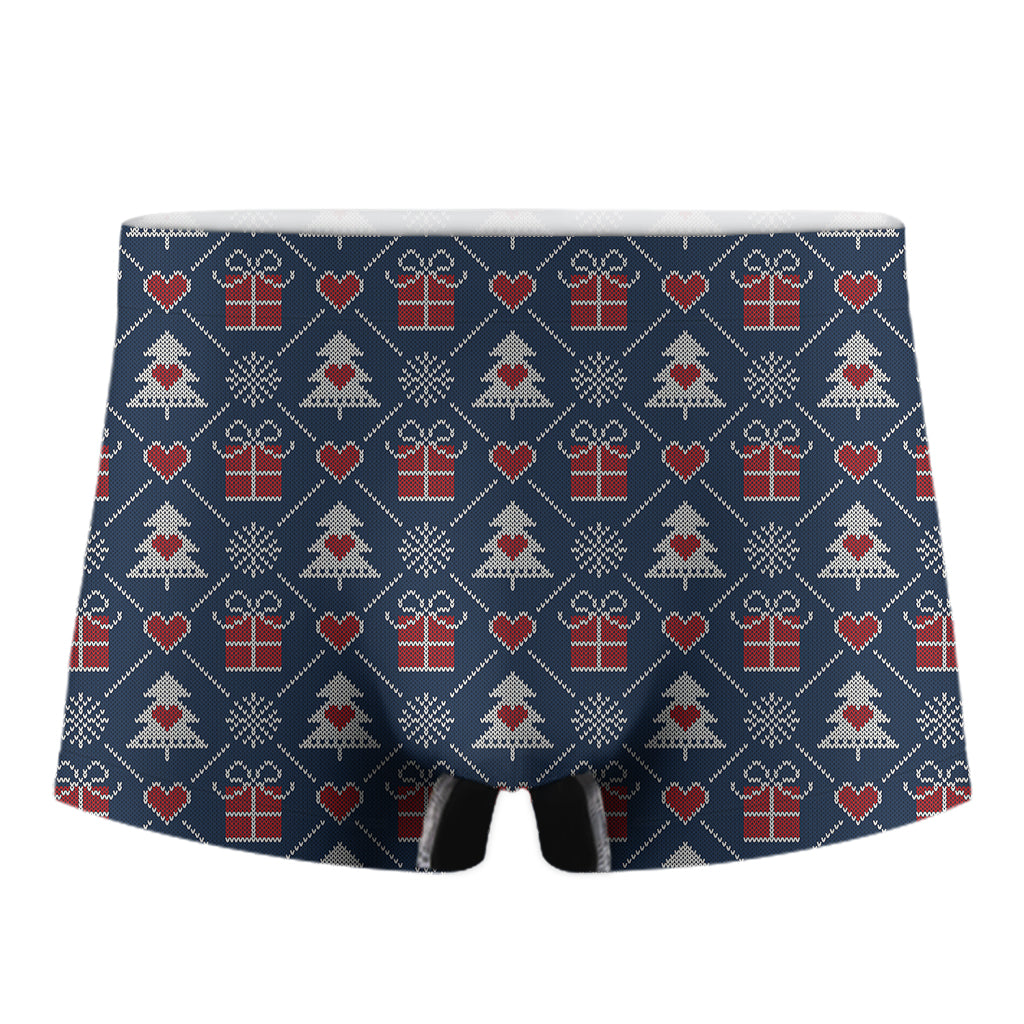 Christmas Gift Knitted Pattern Print Men's Boxer Briefs