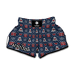 Christmas Gift Knitted Pattern Print Muay Thai Boxing Shorts
