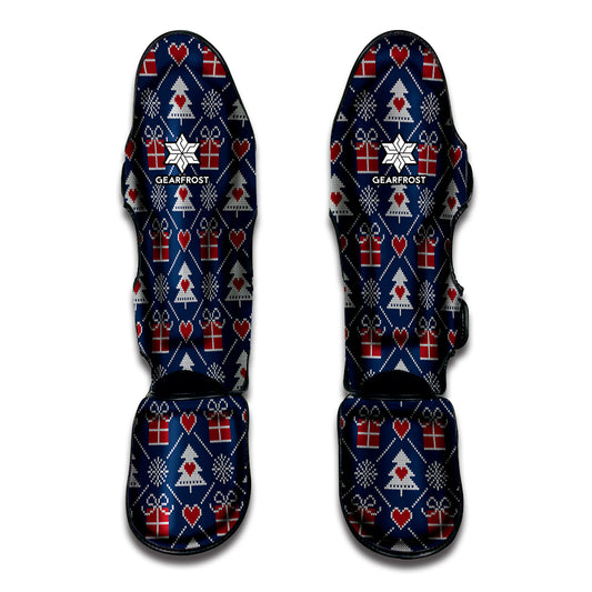 Christmas Gift Knitted Pattern Print Muay Thai Shin Guard