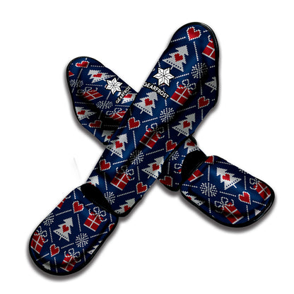 Christmas Gift Knitted Pattern Print Muay Thai Shin Guard